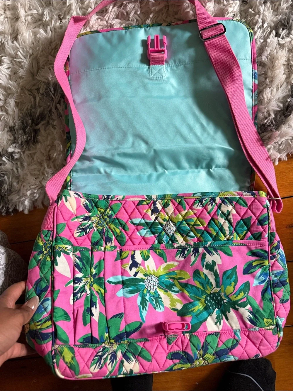 Vera Bradley Pink Floral Quilted Laptop Bag